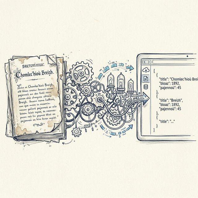 Illustration : d’un vieux livre vers des données numériques